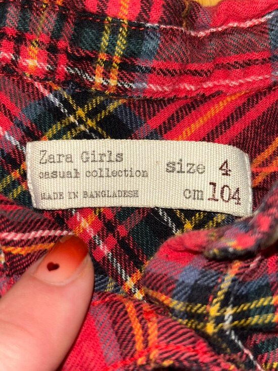 Zara Girls Red Plaid Blouse - Picture 2 of 2